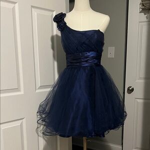 Masquerade Midnight Blue One-Shoulder Dress
